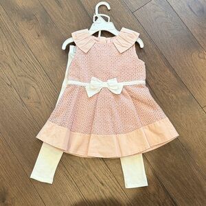 Catherine Maladrino Pink and Cream Kids Dress Set Size 2T NWT